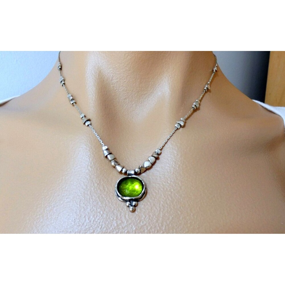 Silpada Daintree Retired Sterling Silver Green Quartz Beaded Necklace 16.5"